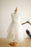 Ärmellos Tüll Normale Taille Prinzessin Blumenmädchenkleid mit Reißverschluss