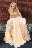 Aufregend Normale Taille Prinzessin A-Linie Ballkleid mit Schaufel Ausschnitt