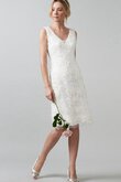 Robe de mariée vintage plissé informel de col en v appliques