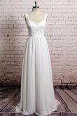 A-Line plissiertes Ärmelloses Beach Stil Brautkleid mit Rüschen mit Bordüre