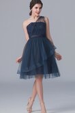 Tüll a linie ein Schulterfreies kurzes Brautjungfernkleid mit Applikation