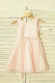 Robe de cortège enfant ceinture col u profond longueur mollet a-ligne de princesse