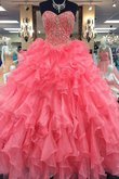 Organza Herz-Ausschnitt Normale Taille Ärmelloses Duchesse-Linie Quinceanera Kleid