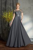 Chiffon Reißverschluss Normale Taille Bodenlanges Brautmutterkleid mit Applike