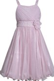 Robe de cortège enfant manche nulle a-ligne avec décoration dentelle en tulle avec fleurs