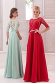 A Linie Chiffon normale Taille bodenlanges Ballkleid mit Bordüre mit Schlüsselloch Rücken