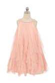 Robe de cortège enfant plissage a-ligne textile en tulle manche nulle de lotus