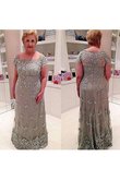 Empire Taille Spitze enges Reißverschluss Perlenbesetztes bodenlanges Brautmutterkleid