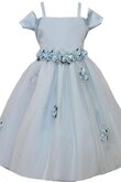 A-Line Ärmellos Empire Taille knielanges Blumenmädchenkleid aus Tüll mit Blume