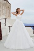 Abito da Sposa A-Line Semplice a Spiaggia con Fiocco Senza Maniche in Tulle