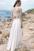 Ärmelloses Strand Nackenband bodenlanges informelles Brautkleid aus Satin