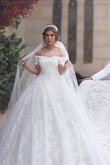 Elegante Vestido de Novia de Corte Evasé en Tul de Encaje Adorno