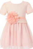 Robe de cortège enfant en tulle ceinture ligne a fermeutre eclair encolure ronde