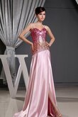 Pailletten Besetzt Satin Perlen Ärmellos Abendkleid