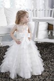 Robe de cortège enfant longue fermeutre eclair en tulle encolure ronde a-ligne