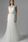 A linie Tüll Ärmelloses bodenlanges Brautkleid mit Applike