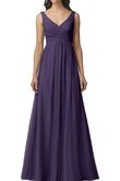 Robe demoiselle d'honneur ruché longueru au niveau de sol a-ligne de col en v en tulle