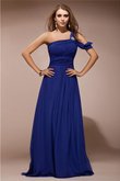 Robe de bal longue d'épaule asymétrique de fourreau en chiffon avec sans manches