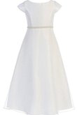 A linie Tüll natürliche Taile kurze Ärmeln Blumenmädchenkleid mit Gürtel mit Schleife