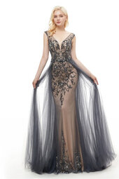 Robe de bal décolleté dans le dos avec perle chaming classique solennel