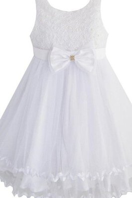 Robe de cortège enfant en tulle col u profond avec nœud manche nulle avec perle