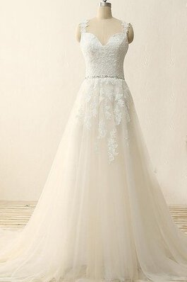 Robe de mariée en satin en tissu pailleté v encolure manche nulle decoration en fleur