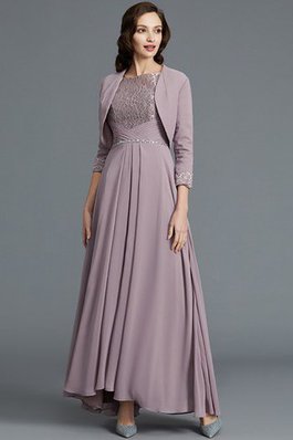 Halbe Ärmeln Ärmelloses Asymmetrisch Brautmutterkleid aus Chiffon mit Natürlicher Taille