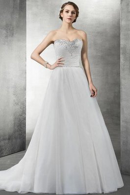 Robe de mariée naturel de traîne moyenne manche nulle en organza avec zip