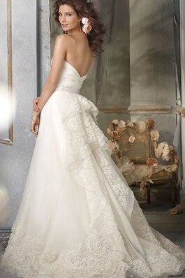 Robe de mariée sans dos avec ruban de traîne courte ceinture en étoffe en organza