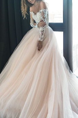 Abito da sposa a terra in tulle con perline alta qualità lunghi con applique