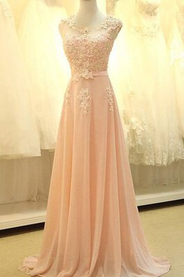 Ärmelloses A-Linie zeitloses konservatives Ballkleid mit Applikation mit Perlen