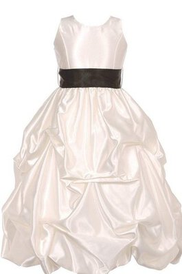 Ärmellos A-Linie Blumenmädchenkleid mit Rüschen mit Schmetterlingsknoten