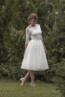 Robe de mariée informel longueur mollet appliques v col profonde a-ligne