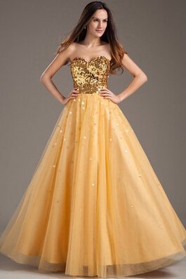 Robe de quinceanera pailleté manche nulle a-ligne de col en cœur textile taffetas