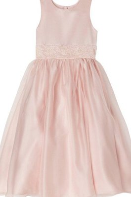 Robe de cortège enfant plissage avec perle en satin longueur à cheville en tulle