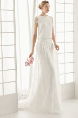 Robe de mariée facile delicat a-ligne en satin de traîne moyenne