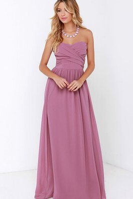 Robe demoiselle d'honneur long ruché de col en cœur entrecroisé