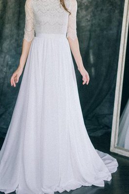 A-Linie Chiffon Reißverschluss Spitze Ärmelloses bescheidenes Brautkleid