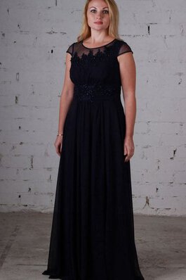 Chiffon Perlenbesetztes Empire Taille Bateau kurze Ärmeln Ballkleid mit gekappten Ärmeln