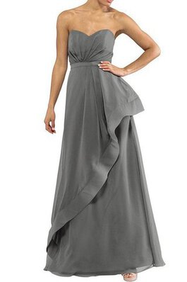 Herz-Ausschnitt gerüschtes A-Line langes bodenlanges Brautjungfernkleid