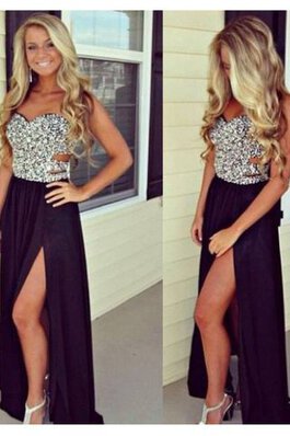 Robe de bal plissage luxueux a-ligne en chiffon col en forme de cœur