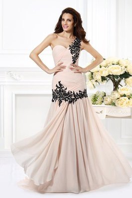 Reißverschluss A Linie Bodenlanges Ballkleid mit Applikation aus Chiffon