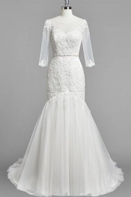 Robe de mariée naturel luxueux fermeutre eclair avec perle textile en tulle