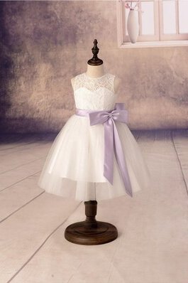 Vestido de Floristas de Hasta el Tobillo de Escote con cuello Alto de Fajas con Cintas