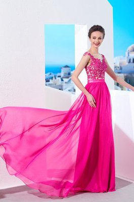 Reißverschluss Chiffon Sittsames Modisches Abendkleid mit Applike