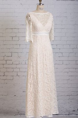 Robe de mariée nature facile longueru au niveau de sol en 1/2 manche encolure ronde