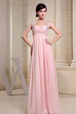 Empire Taille plissiertes Chiffon Spaghetti Träger Abendkleid mit Kristall