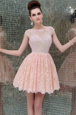 Abito homecoming in pizzo mini a-line delicato tondo naturale