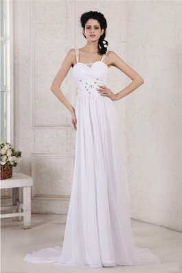 Robe de mariée naturel avec fronce ruché de fourreau avec perle