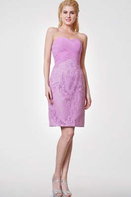 Klassisches trägerlos Reißverschluss gerüschtes Herz-Ausschnitt mini Brautjungfernkleid